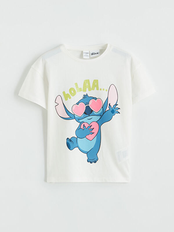 LCW Kids Lilo ve Stitch Baskılı Kız Çocuk Tişört