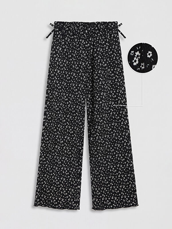 LCW Kids Çiçek Baskılı Geniş Paça Kız Çocuk Pantolon