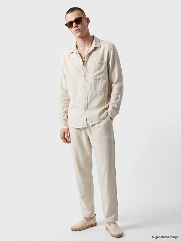 XSIDE Loose Fit Keten Görünümlü Erkek Pantolon