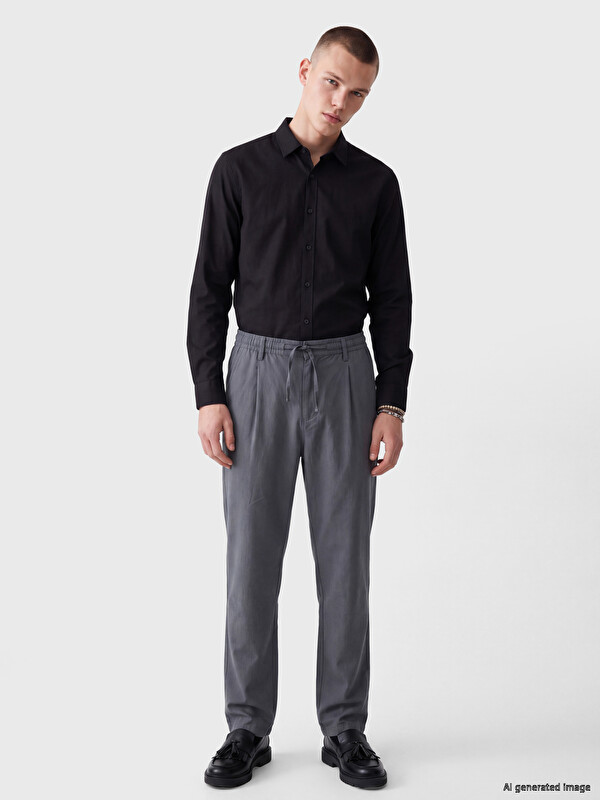 XSIDE Loose Fit Keten Görünümlü Erkek Pantolon