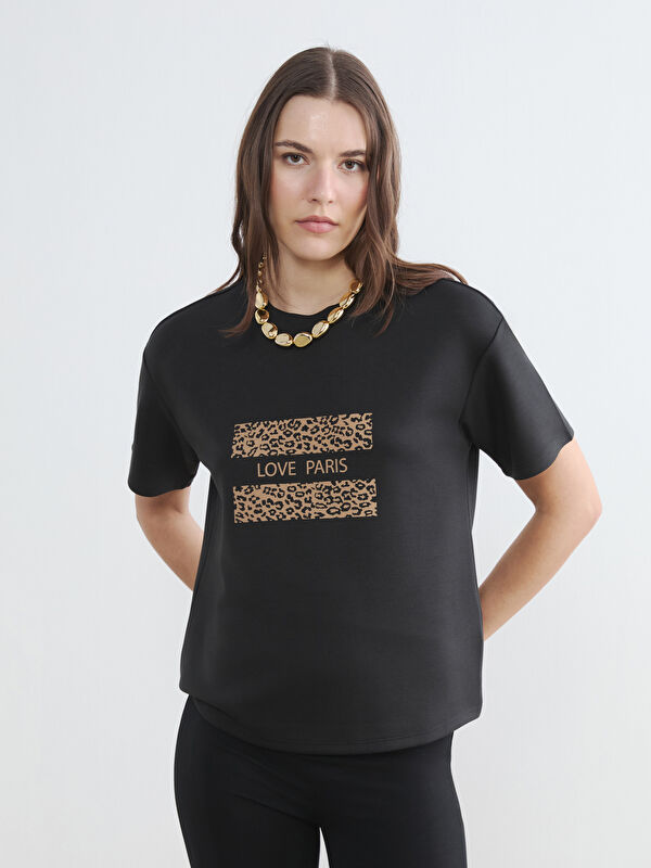 LCW Comfort Paris Print Soft Touch Damen T-Shirt