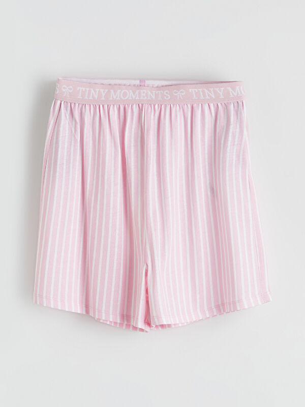 LCW Kids Beli Baskılı Çizgili Kız Çocuk Pijama Şort