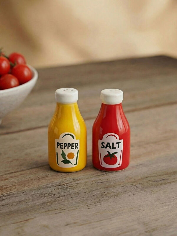 LCW HOME Ketchup and Mayonnaise Figured Salt Shaker and Pepper Shaker