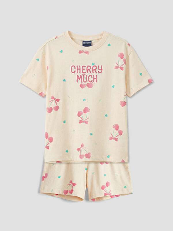 LCW Kids Baskılı Kız Çocuk Şortlu Pijama Takımı
