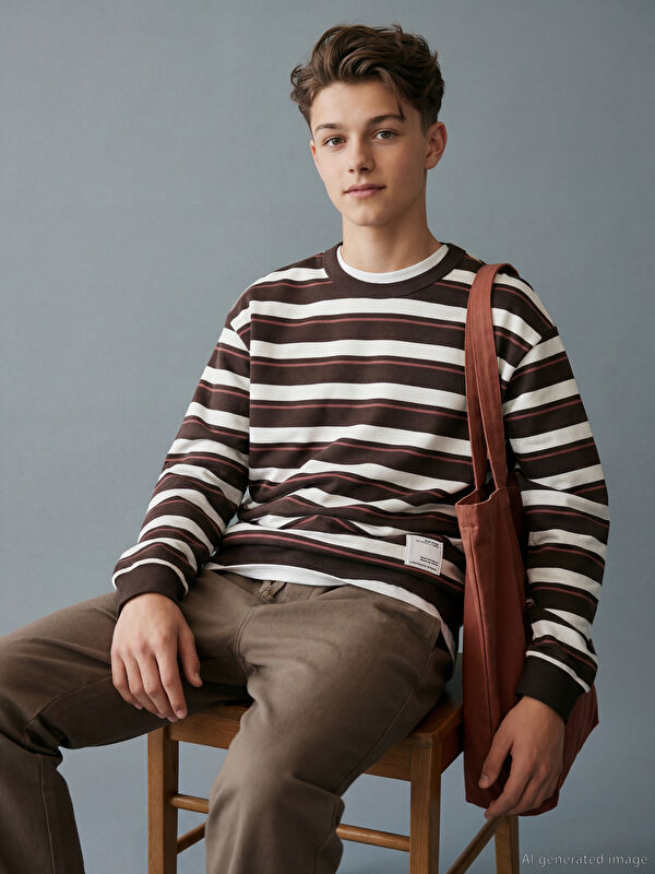 LCW Kids Striped Tee for the Young Gentleman