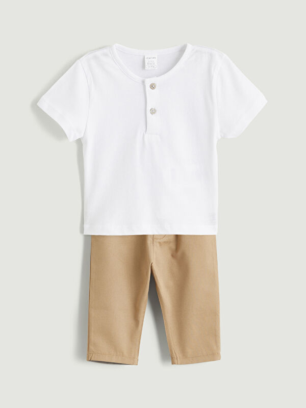 LCW baby Ensemble T-Shirt Col Rond et Pantalon Bébé Garçon Lot de 2