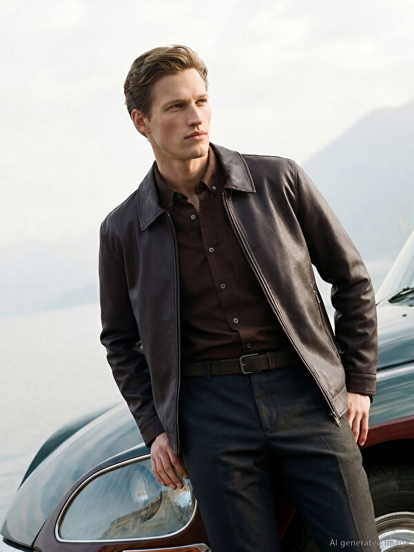 SOUTHBLUE Men's Leather Look Jacket