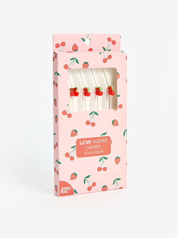 LCW HOME Kiraz Desenli Cam Pipet 4'lü