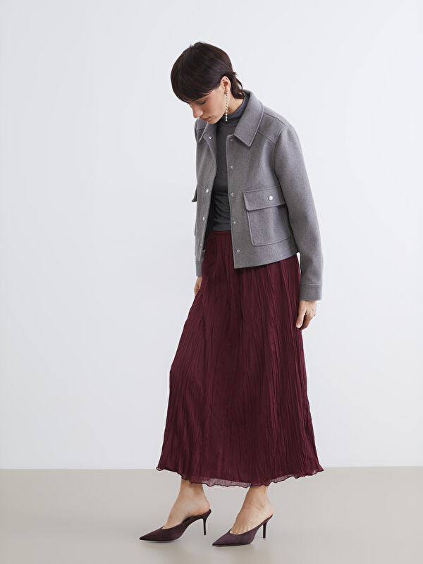 LCW Vision Elastic Waist Pleated Chiffon Skirt