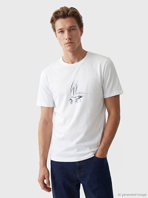 SOUTHBLUE Crew Neck Printed Men's Knitted T-Shirt