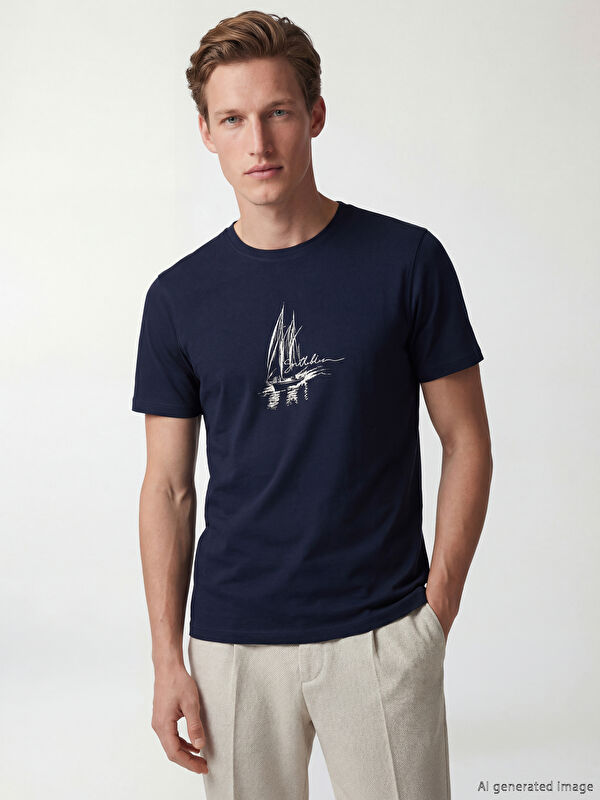 SOUTHBLUE Crew Neck Printed Men's Knitted T-Shirt