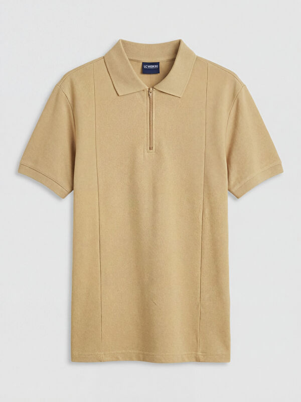 LCW Kids Polo Collar Half-Zip Boys' T-Shirt