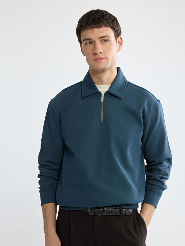 LCW Vision Polo Collar Men's Sweatshirt
