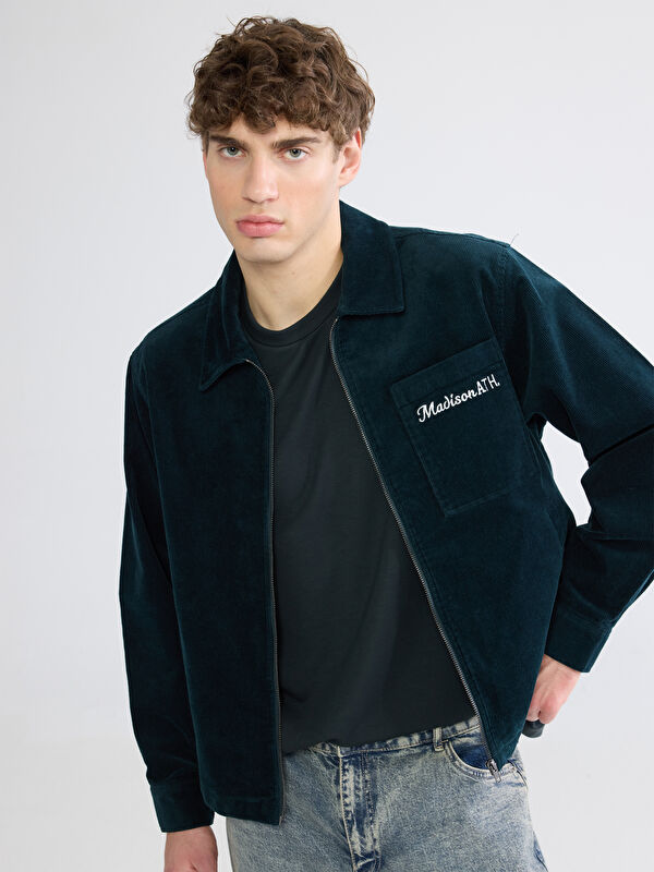 XSIDE Lockere Passform Samt Overshirt für Herren