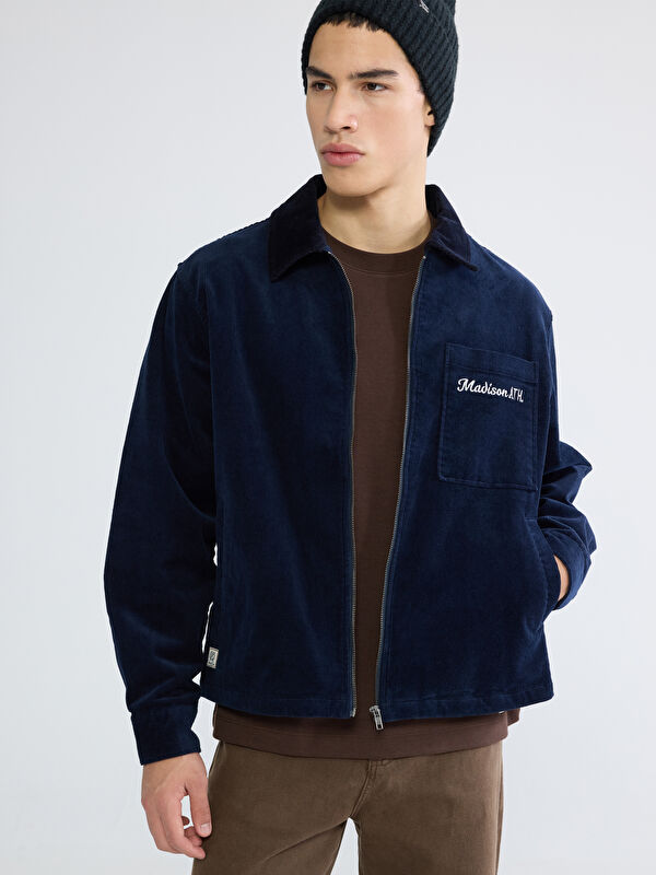 XSIDE Lockere Passform Samt Overshirt für Herren