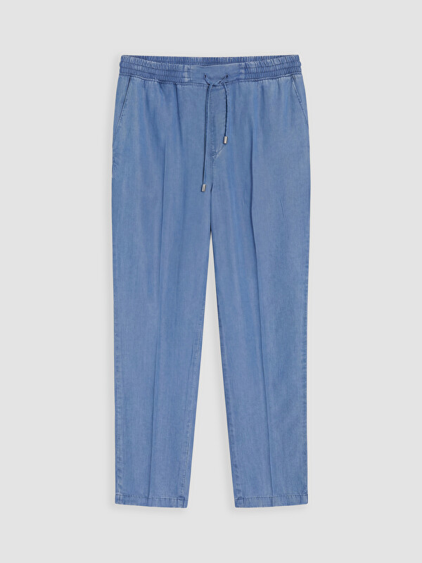 LCW Modest Beli Lastikli Mom Fit Kadın Jean Pantolon