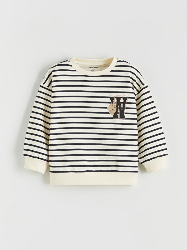 LCW baby Crew Neck Striped Baby Girls' Sweatshirt