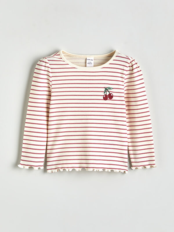 LCW baby Crew Neck Striped Baby Girls' T-Shirt