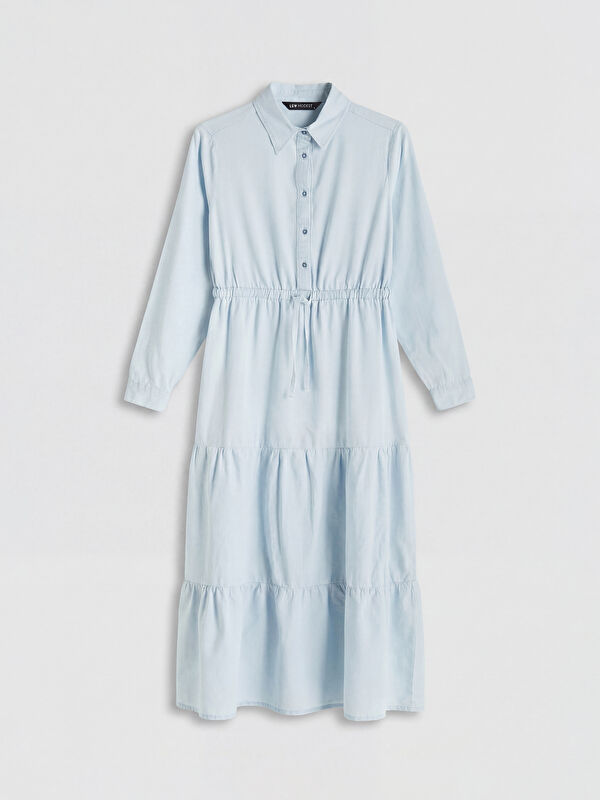 LCW Modest Gömlek Yaka Katkat Jean Elbise