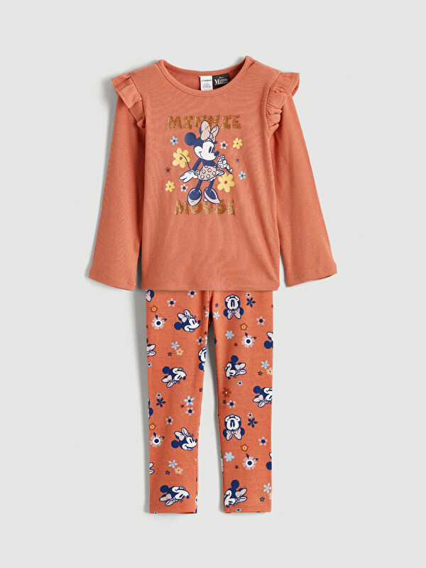 LCW Kids Minnie Mouse Print Blouse and Leggings Set for Girls