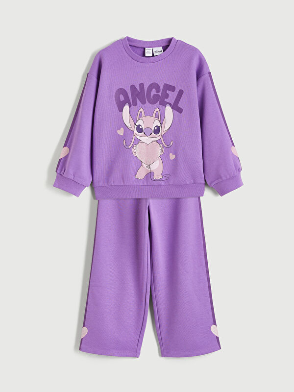 LCW Kids Angel Printed Girls' Sweatshirt and Sweatpants Set
