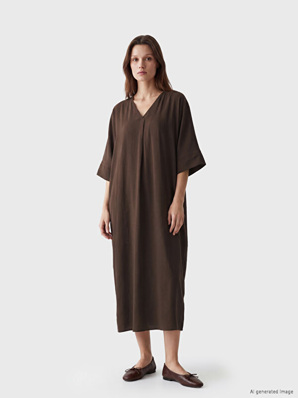 LCW Modest V Yaka Modal Karışımlı Elbise