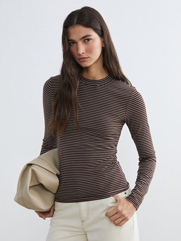 LCWAIKIKI Classic Stand Collar Striped Women's Body