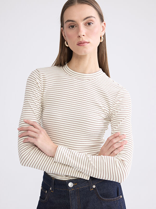 LCWAIKIKI Classic Stand Collar Striped Women's Body