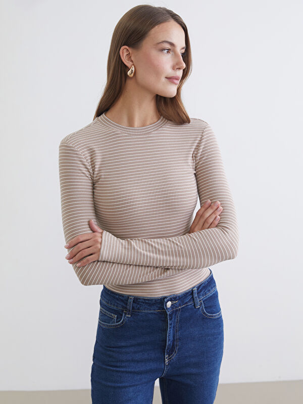 LCWAIKIKI Classic Stand Collar Striped Women's Body