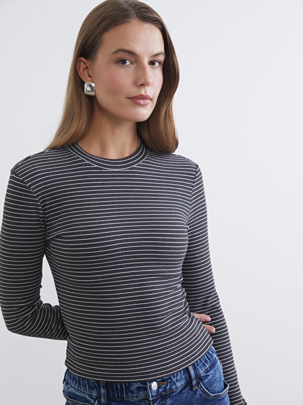 LCWAIKIKI Classic Stand Collar Striped Women's Body