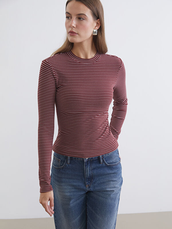 LCWAIKIKI Classic Stand Collar Striped Women's Body