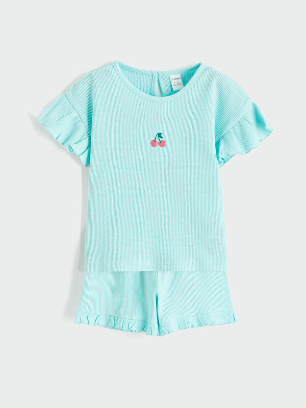 LCW Kids Embroidered Baby Girls' T-Shirt and Shorts Set