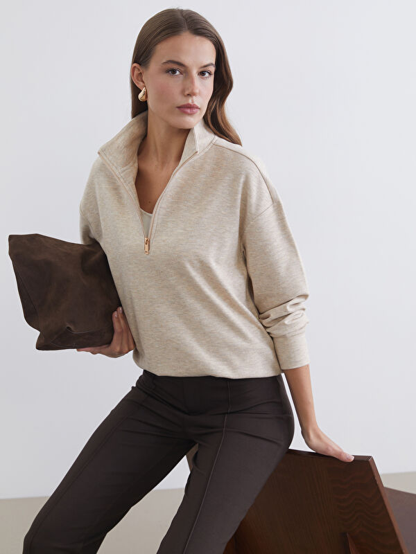 LCWAIKIKI Classic Stand-up Collar Soft Touch Women's Sweatshirt