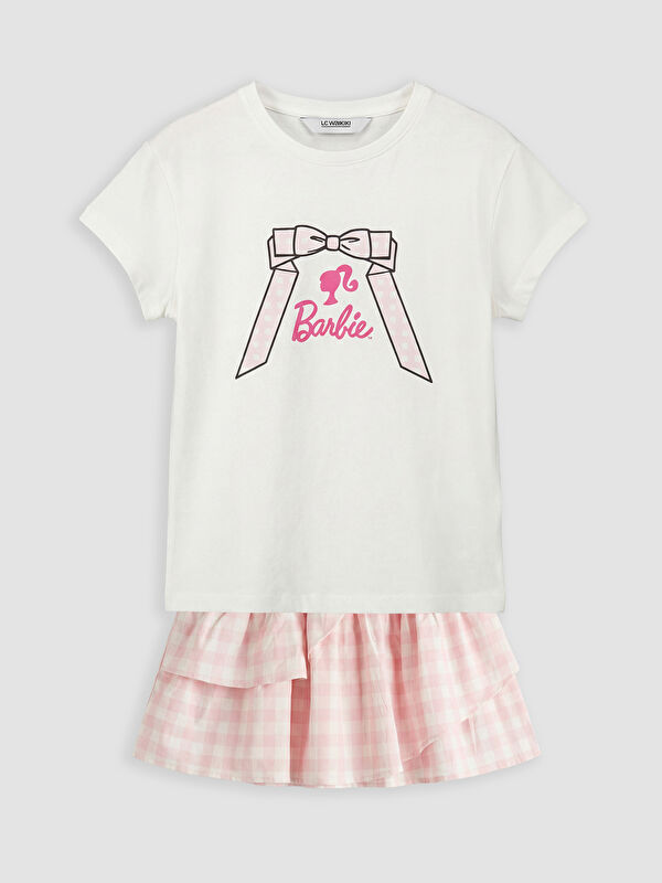 LCW Kids Barbie Printed Girls' T-Shirt and Skirt