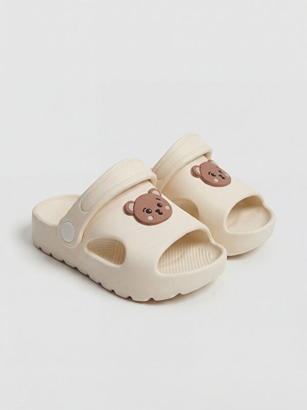 LCW STEPS Girls' Teddy Bear Figure Beach Sliders