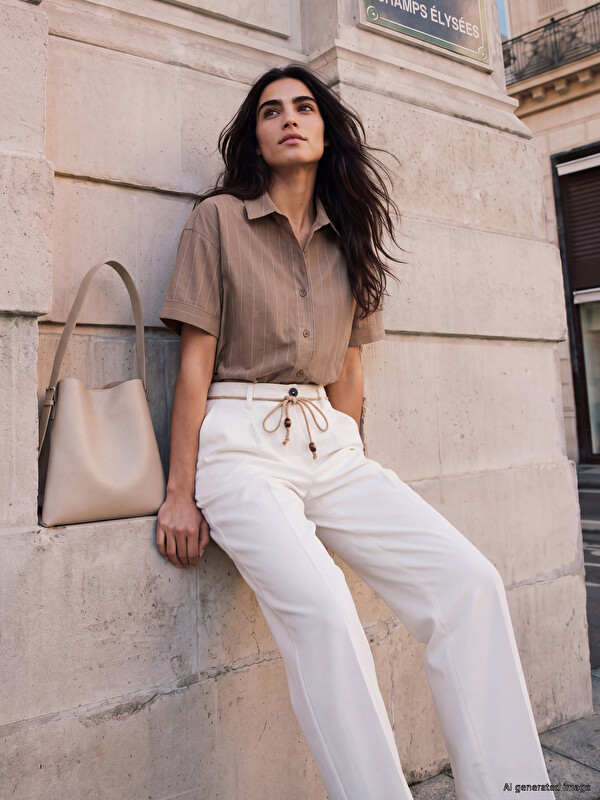 LCW Vision Belted Carrot Cut Women's Fabric Trousers