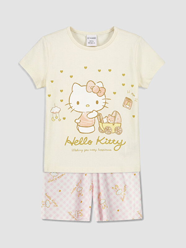 LCW Kids Hello Kitty Printed Girls' Shortie Pyjamas Set
