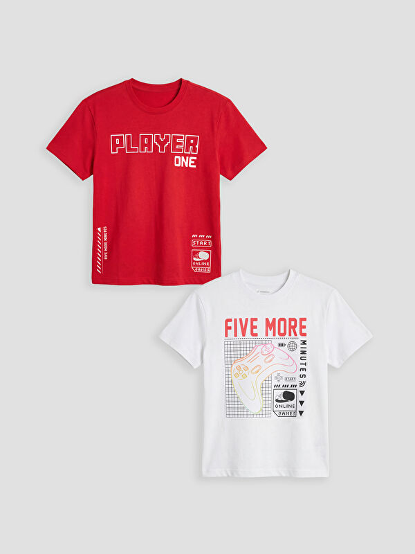 LCW Kids T-shirt à col rond imprimé garçon lot de 2