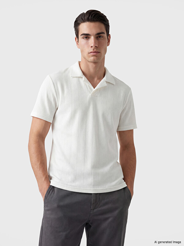 LCW Vision Polo Collar Textured Men's T-Shirt