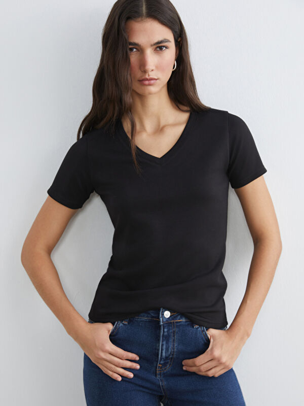 LCWAIKIKI Basic V Neck Soft Touch Women's T-Shirt