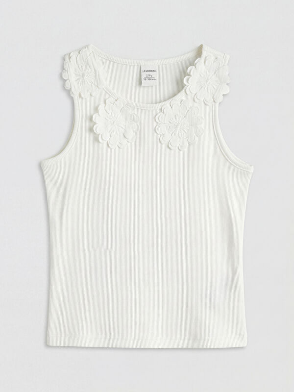 LCW Kids Flower Detailed Girls' Ribbed Tank Top