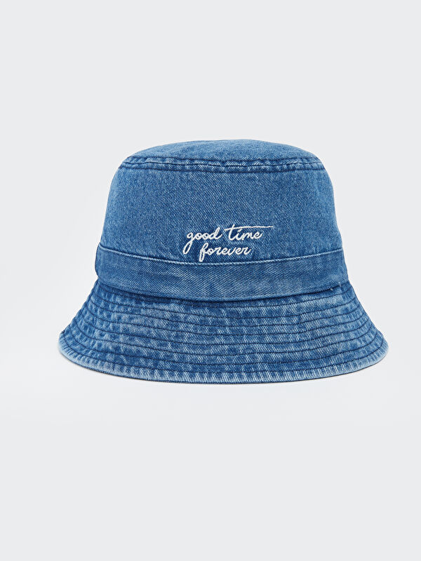 LCW ACCESSORIES Yazı Nakışlı Denim Kadın Bucket Şapka