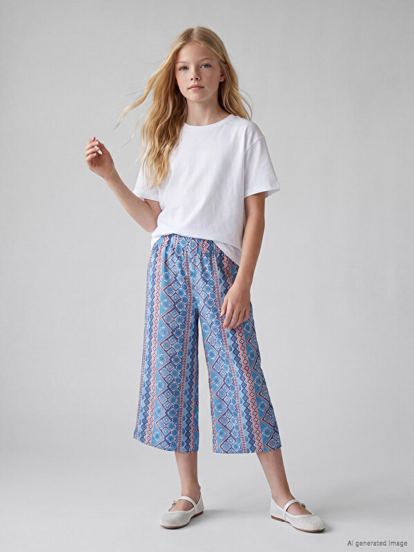 LC WAIKIKI Elastic Waist Patterned Girls' Capri