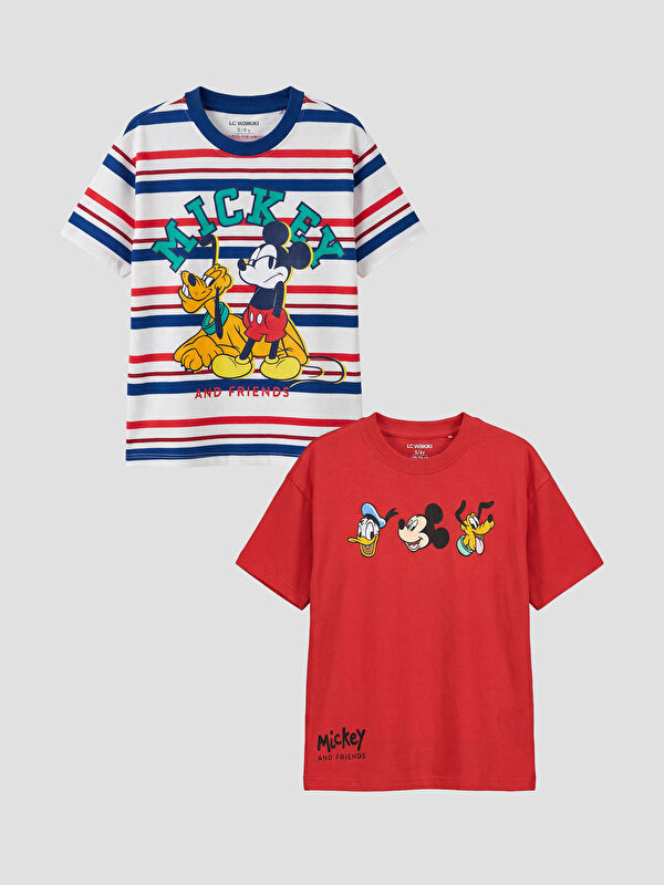 LCW Kids Mickey Mouse Printed Boys' T-Shirt 2 Pack