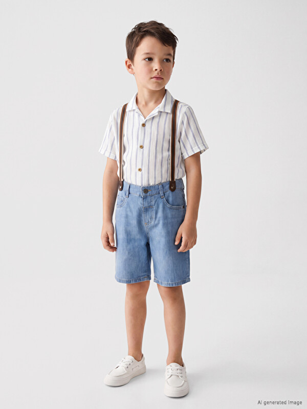 LCW baby Short en jean à bretelles pour garçon