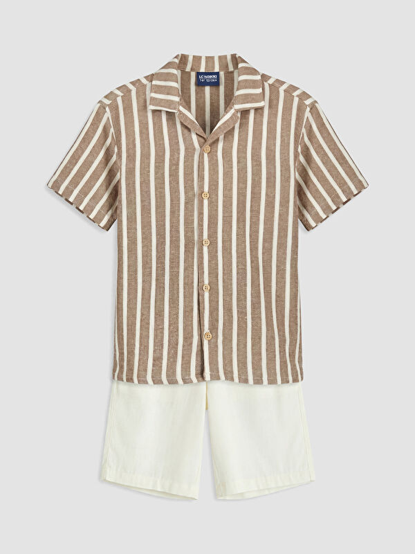 LCW Kids Striped Boys' Muslin Shirt and Shorts