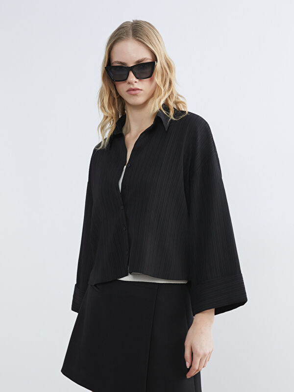 LCW Vision Çizgili Oversize Kadın Gömlek