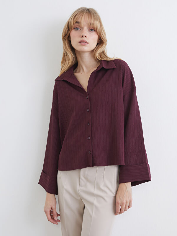 LCW Vision Çizgili Oversize Kadın Gömlek