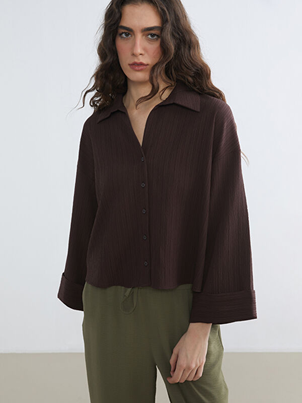 LCW Vision Çizgili Oversize Kadın Gömlek