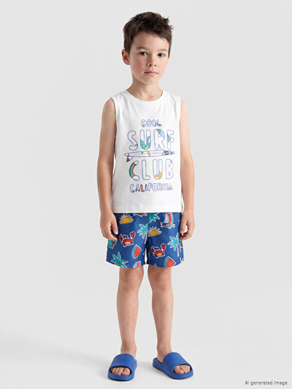 LCW Kids Boy White Swimwear Set